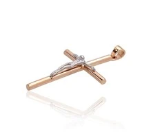 Auksinis pakabukas kryželis. Metalas: Raudonas/Baltas Auksas. Praba: 585°. - 1.07 g. - 32 mm.