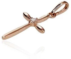 Auksinis pakabukas kryželis. Metalas: Raudonas Auksas. Praba: 585°. - 0.31 g. - 21 mm.