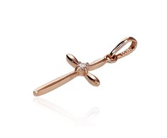 Auksinis pakabukas kryželis. Metalas: Raudonas Auksas. Praba: 585°. - 0.32 g. - 21 mm.