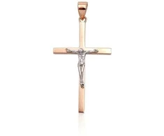 Auksinis pakabukas kryželis. Metalas: Raudonas/Baltas Auksas. Praba: 585°. - 1.25 g. - 33 mm.