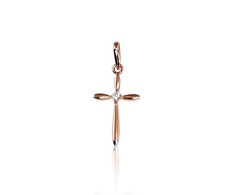 Auksinis pakabukas kryželis. Metalas: Raudonas Auksas. Praba: 585°. - 0.32 g. - 21 mm.