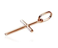 Auksinis pakabukas kryželis. Metalas: Raudonas Auksas. Praba: 585°. - 0.48 g. - 23 mm.