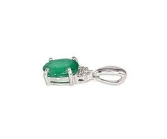 Auksinis pakabukas su brangakmeniais. . Praba: 585°. Akmuo: Briliantai , Smaragdas - 0.45 g. - 14 mm. - Briliantai (0,018Ct), Smaragdas (0,336Ct)