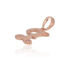 Auksinis pakabukas - vardo raidė, Raudonas Auksas, praba 585°, Akmuo: Cirkonai - 16 mm. - 0.42 g.