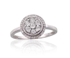 Auksinis žiedas su brangakmeniais. Metalas: Baltas Auksas. Praba: 585°. Akmuo: Briliantai - 18.5 - 3.09 g. - Briliantai (0,2Ct)