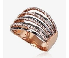 Auksinis žiedas su brangakmeniais. Metalas: Raudonas Auksas. Praba: 750°. Akmuo: Briliantai - 17 - 4.89 g. - Briliantai (0,41Ct)
