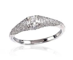 Auksinis žiedas su brangakmeniais. Metalas: Baltas Auksas. Praba: 585°. Akmuo: Briliantai - 17 - 2.25 g. - Briliantai (0,458Ct)