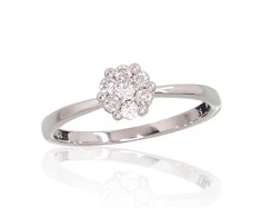 Auksinis žiedas su brangakmeniais. Metalas: Baltas Auksas. Praba: 585°. Akmuo: Briliantai - 18.5 - 1.72 g. - Briliantai (0,2Ct)