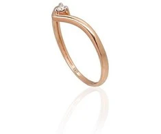 Auksinis žiedas su brangakmeniais. Metalas: Raudonas Auksas. Praba: 585°. Akmuo: Briliantai - 16 - 0.95 g. - Briliantai (0,02Ct)