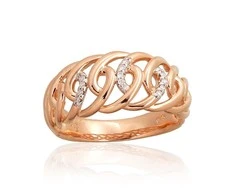 Auksinis žiedas su brangakmeniais. Metalas: Raudonas Auksas. Praba: 585°. Akmuo: Briliantai - 17 - 4.1 g. - Briliantai (0,05Ct)