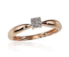 Auksinis žiedas su brangakmeniais. Metalas: Raudonas Auksas. Praba: 585°. Akmuo: Briliantai - 16.5 - 1.75 g. - Briliantai (0,023Ct)