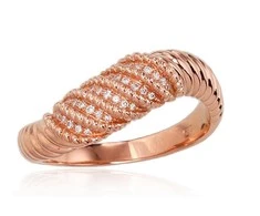 Auksinis žiedas su brangakmeniais. Metalas: Raudonas Auksas. Praba: 585°. Akmuo: Briliantai - 18 - 4.41 g. - Briliantai (0,082Ct)