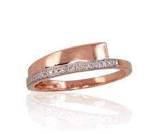 Auksinis žiedas su brangakmeniais. Metalas: Raudonas Auksas. Praba: 585°. Akmuo: Briliantai - 17 - 1.92 g. - Briliantai (0,063Ct)