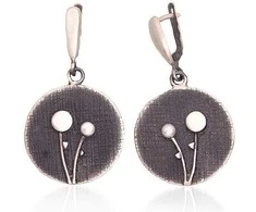 Sidabriniai auskarai anglišku užsegimu, Metalas: Sidabras, Praba: 925°, Akmuo: Perlai - 10.1 g. - 43 mm.