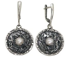 Sidabriniai auskarai anglišku užsegimu, Metalas: Sidabras, Praba: 925°, Akmuo: Perlai - 12.1 g. - 45 mm.
