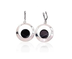 Sidabriniai auskarai anglišku užsegimu, Metalas: Sidabras, Praba: 925°, Akmuo: Agatas - 14.9 g. - 54 mm.
