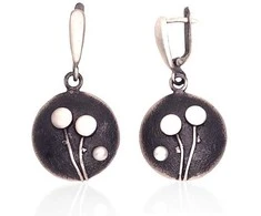 Sidabriniai auskarai anglišku užsegimu, Metalas: Sidabras, Praba: 925°, Akmuo: Perlai - 40 mm. - 8.4 g.