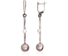 Sidabriniai auskarai anglišku užsegimu, Metalas: Sidabras, Praba: 925°, Akmuo: Perlai - 5.8 g. - 63 mm.