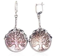 Sidabriniai auskarai anglišku užsegimu, Metalas: Sidabras, Praba: 925°, Akmuo: Perlamutras - 60 mm. - 12.1 g.