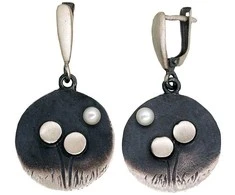 Sidabriniai auskarai anglišku užsegimu, Metalas: Sidabras, Praba: 925°, Akmuo: Perlai - 8.3 g. - 41 mm.
