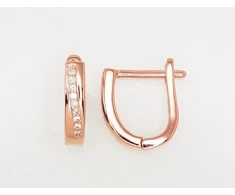 Sidabriniai auskarai anglišku užsegimu, Metalas: Sidabras, Praba: 925°, Akmuo: Cirkonai - 2.5 g. - 14 mm.