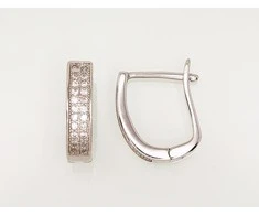 Sidabriniai auskarai anglišku užsegimu, Metalas: Sidabras, Praba: 925°, Akmuo: Cirkonai - 2.5 g. - 14 mm.
