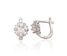 Sidabriniai auskarai anglišku užsegimu, Metalas: Sidabras, Praba: 925°, Akmuo: Cirkonai - 2.3 g. - 13 mm.