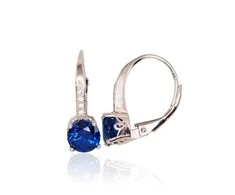 Sidabriniai auskarai anglišku užsegimu, Metalas: Sidabras, Praba: 925°, Akmuo: Cirkonai - 2.1 g. - 18 mm.