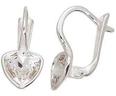 Sidabriniai auskarai anglišku užsegimu, Metalas: Sidabras, Praba: 925°, Akmuo: Kristalai - 2.1 g. - 18 mm.