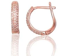 Sidabriniai auskarai anglišku užsegimu, Metalas: Sidabras, Praba: 925°, Akmuo: Cirkonai - 2 g. - 14 mm.
