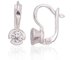 Sidabriniai auskarai anglišku užsegimu, Metalas: Sidabras, Praba: 925°, Akmuo: Cirkonai - 2.4 g. - 17 mm.
