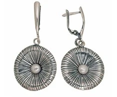 Sidabriniai auskarai anglišku užsegimu, Metalas: Sidabras, Praba: 925°, Akmuo: Perlai - 47 mm. - 9.2 g.