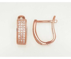 Sidabriniai auskarai anglišku užsegimu, Metalas: Sidabras, Praba: 925°, Akmuo: Cirkonai - 14 mm. - 2.8 g.