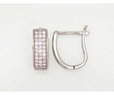 Sidabriniai auskarai anglišku užsegimu, Metalas: Sidabras, Praba: 925°, Akmuo: Cirkonai - 14 mm. - 2.8 g.