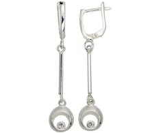 Sidabriniai auskarai anglišku užsegimu, Metalas: Sidabras, Praba: 925°, Akmuo: Cirkonai - 3.5 g. - 47 mm.