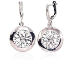 Sidabriniai auskarai anglišku užsegimu, Metalas: Sidabras, Praba: 925°, Akmuo: Cirkonai - 6 g. - 39 mm.