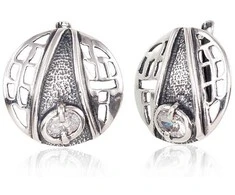 Sidabriniai auskarai anglišku užsegimu, Metalas: Sidabras, Praba: 925°, Akmuo: Cirkonai - 20 mm. - 6.9 g.
