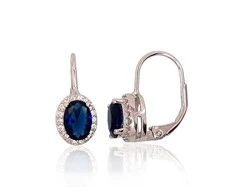 Sidabriniai auskarai anglišku užsegimu, Metalas: Sidabras, Praba: 925°, Akmuo: Cirkonai - 18 mm. - 2.8 g.