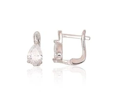 Sidabriniai auskarai anglišku užsegimu, Metalas: Sidabras, Praba: 925°, Akmuo: Cirkonai - 1.7 g. - 12 mm.