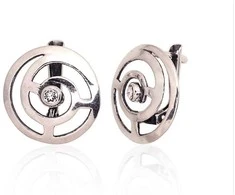Sidabriniai auskarai anglišku užsegimu, Metalas: Sidabras, Praba: 925°, Akmuo: Cirkonai - 3.1 g. - 17 mm.