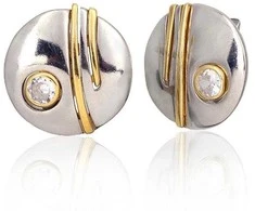 Sidabriniai auskarai anglišku užsegimu, Metalas: Sidabras, Praba: 925°, Akmuo: Cirkonai - 6.5 g. - 18 mm.