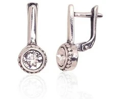 Sidabriniai auskarai anglišku užsegimu, Metalas: Sidabras, Praba: 925°, Akmuo: Cirkonai - 18 mm. - 2.8 g.