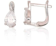 Sidabriniai auskarai anglišku užsegimu, Metalas: Sidabras, Praba: 925°, Akmuo: Cirkonai - 1.8 g. - 12 mm.