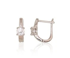 Sidabriniai auskarai anglišku užsegimu, Metalas: Sidabras, Praba: 925°, Akmuo: Cirkonai - 2.7 g. - 16 mm.
