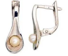 Sidabriniai auskarai anglišku užsegimu, Metalas: Sidabras, Praba: 925°, Akmuo: Perlai - 2.3 g. - 18 mm.