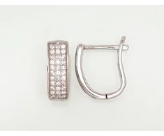Sidabriniai auskarai anglišku užsegimu, Metalas: Sidabras, Praba: 925°, Akmuo: Cirkonai - 14 mm. - 2.8 g.