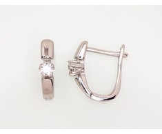 Sidabriniai auskarai anglišku užsegimu, Metalas: Sidabras, Praba: 925°, Akmuo: Cirkonai - 2.5 g. - 16 mm.