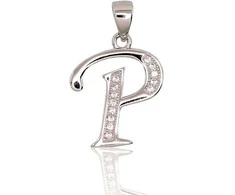 Sidabrinis Pakabukas - Vardo Raidė. Metalas: Sidabras. Praba: 925°. Akmuo: Cirkonai - 1.8 g. - 23 mm.