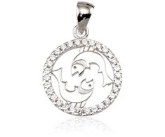 Sidabrinis pakabukas Zodiakas. . Praba: 925°. Akmuo: Cirkonai - 2.5 g. - 24 mm.