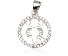 Sidabrinis pakabukas Zodiakas. . Praba: 925°. Akmuo: Cirkonai - 2.6 g. - 24 mm.